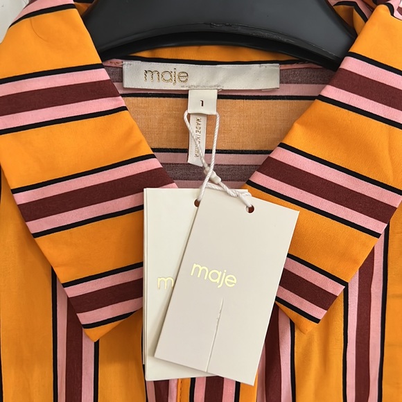 Maje Striped Button Down Shirt NWT - Picture 2 of 6